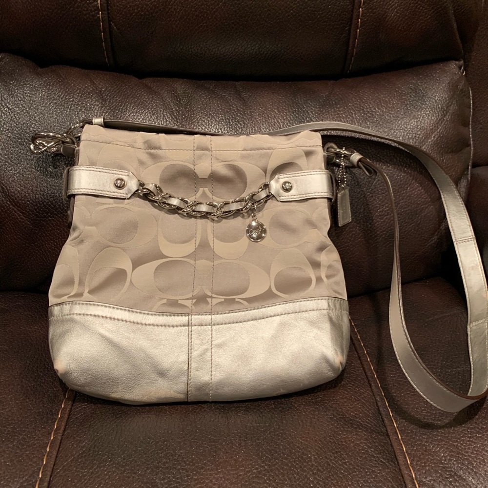 Silver Crossbody Coach Bag